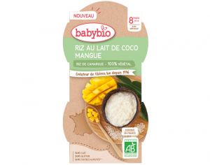 BABYBIO Bols Lacts Riz au Lait - 2 x 100 g - Ds 8 mois Coco Mangue